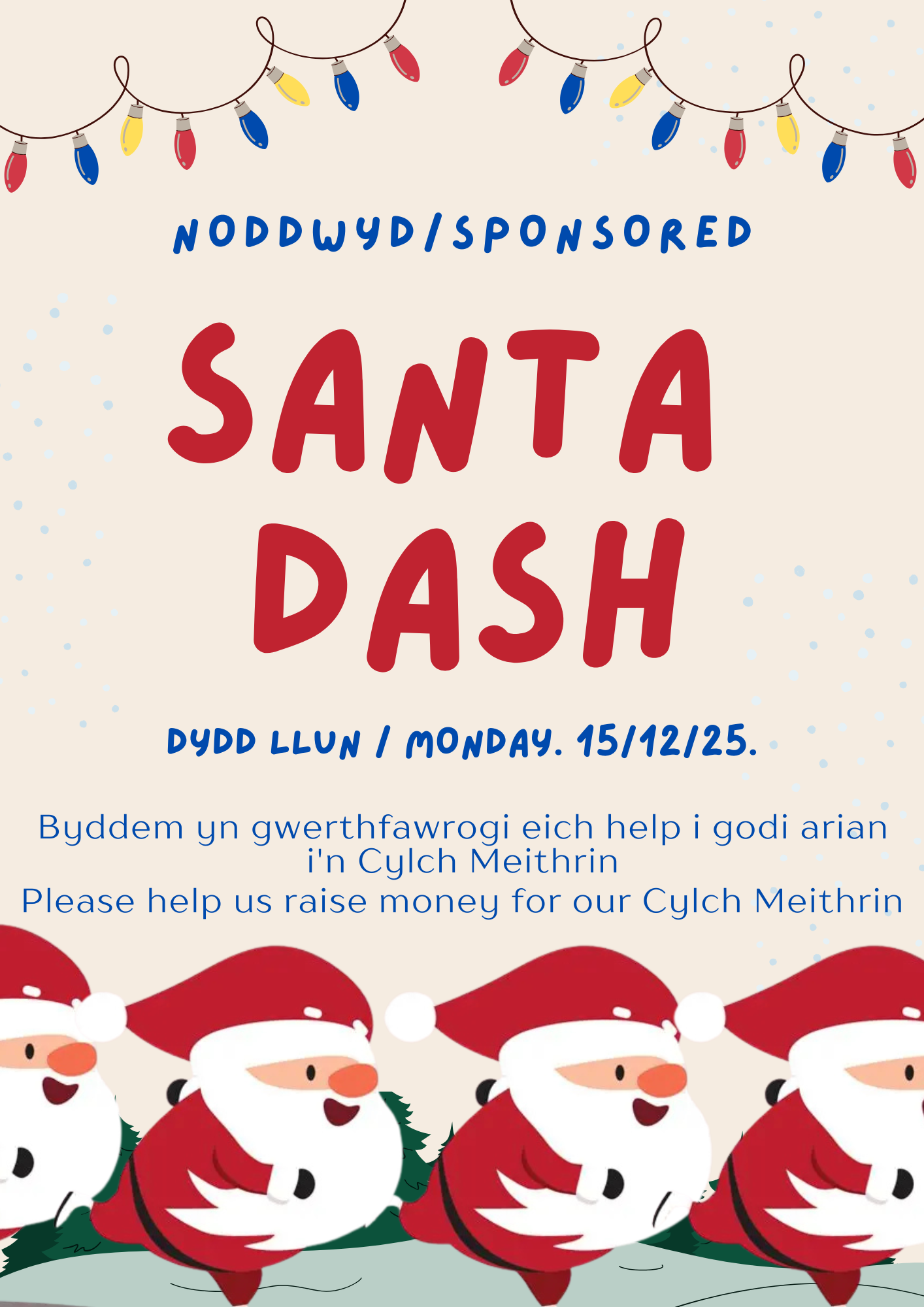 poster gwybodaeth santa dash